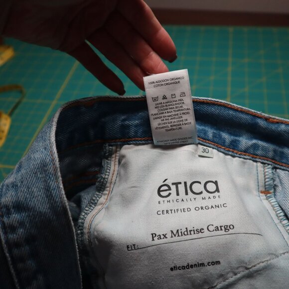 NEW Etica Pax Mid-rise Cargo Jeans Womens Y2K Cropped Zip Fly High Rise Casual - Picture 8 of 10